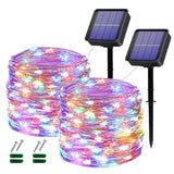 Lezonic Outdoor Solar Christmas Lights Waterproof,2 Pack Total 240LED 24M/80Ft Garden Light Waterproof 8 Modes Outdoor Copper Wi