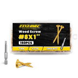 Wood Screws 1 Inch, FIXLINK Deck Screws #8 x 1, 150 PCS, Epoxy Coated, T25 Star Bit Above 1500 Hour Salt Spray Coating Outdoor D
