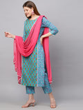 Anni Designer Women'S Cotton Straight Kurta With Palazzo (Mokish_S_Multicolor_Small),Multicolour,S,Cotton,Straight,Dupatta, Palazzo