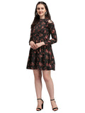 Wedani Women'S Floral Fit & Flared Dress (X-Large Black-5),Black-5,XL
