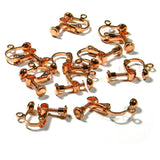 10 Plated Brass Metal Clip On Adjustable Screw Back Ball and Loop Earring Findings (Copper Plated)