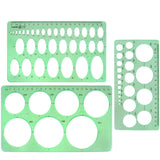 BronaGrand 3pcs Circle Stencils Oval Stationery Template Plastic Measuring Templates Geometric Rulers Set for Drafting, Drawing(