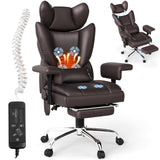 Mvpipi Massage Heated Office Chair with Foot Rest - 6 Points Vibration Big and Tall 400LBS Reclining Office Chair with Lumbar Pi