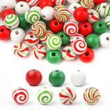 LUTER 200pcs Christmas Wood Beads for Crafts, 16mm Christmas Wood Beads Christmas Wood Beads Santa for Crafts DIY Christmas Part