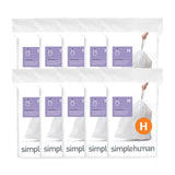 simplehuman Code H 200 Count, Genuine Custom Fit Liners, Drawstring Trash Bags in Dispenser Packs, 30-35 Liter / 8-9 Gallon, Whi