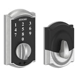Schlage Touch Camelot Electronic Deadbolt Lock with Touchscreen Keypad, Keyless Front Door Entry, Satin Chrome, BE375 CAM 626