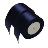 Chenkou Craft Solid Satin Ribbon Ribbons 50 Yards (2 Rolls) Navy Craft Bow Party Decoration Packing Ribbons (Navy, 2(50mm))