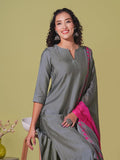 Anni Designer Women'S Rayon Viscose Solid Straight Kurta With Pant & Dupatta (Mogul Grey-Vks01_M_Grey_Medium),Grey,M,,,