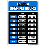 GEEKBEAR Business Hours Sign Kit for Store Glass Door - PET, 7.9 x 11.9 in (02. Blue)