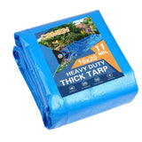 CSMEN Tarp Heay Duty Waterproof 16x20ft,Blue Tarp Cover Plastic Poly Tarpaulin for Outdoor Cover,Emergency Rain,Roof, Pool, Boat