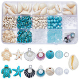 SUNNYCLUE 1 Box 259Pcs Turtle Beads Starfish Beads Bulk Bohemian Style Summer Ocean Sea Animal Charms Shell Charms Natural Seash