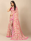 Rangita Women Floral Printed Georgette Saree With Blouse Piece - Pink (Size 5.5 Mtr)