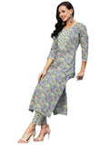 Gosriki Women'S Cotton Blend Printed Straight Kurta With Pant (Guru Blue-Gs_M_Blue_Medium),Blue,,B0C2PHLN1M