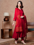 Anni Designer Women'S Rayon Blend Solid Anarkali Kurta With Pant & Dupatta (Magic-Red-Nb_M_Red_Medium),Red,M,,,