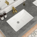 Mocoloo Undermount Bathroom Sink 21x14 Inch White Bathroom Ceramic Sink Undermount Rectangular Vanity Sinks White Porcelain Lava