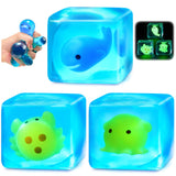 Squishy Stress Cube Fidget Toys Adults - Glow in The Dark Sensory Toys for Kids with Autism Stress Balls for Kids Squeeze Toys f