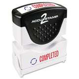 ACCUSTAMP2 035538 PreInked Shutter Stamp with Microban, Red/Blue, COMPLETED, 1 5/8 x 1/2