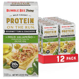 Bumble Bee Prime Protein on the Run Tuna Snack Kit, Pack of 12 - Gourmet Tuna Marinated in Olive Oil & Mild Jalapeno with Cracke