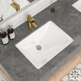 Mocoloo Undermount Bathroom Sink 20 x 15 Rectangle Porcelain White Ceramic Bathroom Sink 7 1/2 Inch Deep with Overflow Drain Lav
