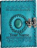 Alcraft Leather Journal Notebook Ocean Blue Stone | Customized Name/Date/Logo Personalized Customized Vintage Dairy (7 * 5 Inche