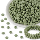 Kovict 300Pcs 12mm Silicone Lentil Beads, Silicone Spacer Beads for Necklace Bracelet Keychain Pens Craft(Mattcha Green)