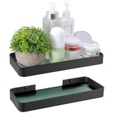 Z metnal Small Glass Bathroom Shelves, Matte Black Floating Shelf, Mini Wall Mounted Shelf (Dark Glass, 11.8 inch/30cm)