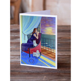 Lady With Her Westie Greeting Cards And Envelopes Pack Of 8