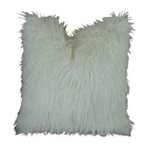 Plutus Brands Plutus Curly Mongolian Fur White Handmade Throw Pillow, 20 X 36