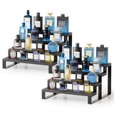 Boulphia 2 Set Black Cologne Organizer for Men, 12 Inch Cologne Stand 4 Tier Perfume Organizer for Dresser, Versatile Step Displ