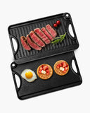 VEVOR Reversible Grill/Griddle, 14x8.5 inch Pre-Seasoned Cast Iron Griddle, Portable Rectangular Pan with Handle, Family Cookwar