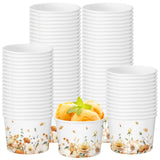 Funnymoom 50 Pack Fall Floral Treat Snack Cups Autumn Flowers Paper Ice Cream Cups 9 oz Watercolor Flower Disposable Dessert Bow