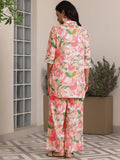 Libas Womens Printed Silk Blend Co-Ord Set For Women Peach Xs 39029