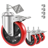 JULANG Heavy Duty Industrial Casters, 5-Inch Weels 1/2 Threaded Stem Casters Set of 4-2800 LBS Load Capacity, 1/2-13 Thread, PE