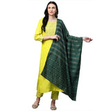 Gosriki Women'S Cotton Straight Kurta With Palazzo & Dupatta (Surat New Green_Xxl_Green_Xx-Large),Green,2,B09F9S8B5W