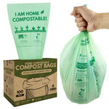 AIRNEX Compostable Kitchen Trash Bags 8 Gal - Cornstrarch Leakproof & Tear Resistant 100 Compost Bags - OK Compost Home & Seedli