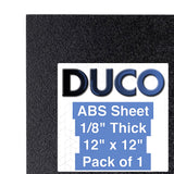 Duco ABS Plastic Sheet 1/8 (3.2 mm) Thick 12 x 12 - 1 Pack of USA-Made Textured & Matte ABS Black Sheet - Heat Moldable Plastic