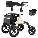MAXWALK Walkers for Seniors, Rollator Walker with Seat, 12 Big Rubber Wheels All Terrain Rollator Walker with Backrest, Built-in