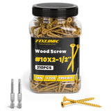Wood Screws 2-1/2 Inch, FIXLINK Deck Screws #10 x 2-1/2, 310 PCS, Epoxy Coated, T25 Star Bit Above 1500 Hour Salt Spray Coating