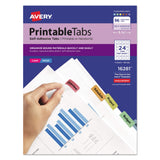 Avery Printable Plastic Tabs with Repositionable Adhesive, 1 1/4, Assorted, 96/Pack