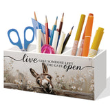 LLOKARNORA Farmhouse Donkey Gifts Pen Holder for Home Office Desk, Donkey Daisy Floral Office Desk Decor, Live like Someone Left