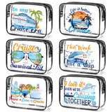 SEAOYOZO 6PC Clear Cruise Makeup Bags Gifts for Women, Clear Beach Cosmetic Bag Cruise Ship Survival Kit Essentials, Travel PVC