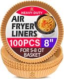 Air Fryer Paper Liners, 100PCS Non-stick Oil Resistant Air Fryer Parchment Paper Liners, 8 Inch Air Fryer Liners Disposable, Rou