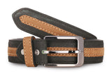 Walletsnbags Nubuck Middle Rib Formal Leather Mens Belt (Blackcamel, 42)