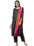 Gosriki Women'S Cotton Kurta Palazzos And Dupatta (Client-Navy Blue_Xl-Go_Dark X-Large),Dark Blue,,B092D2MQC6