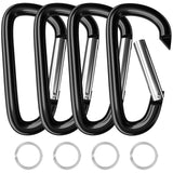 sprookber 5 Heavy Duty Aluminum Carabiners, Large D-Ring Clips, Spring Snap Hooks for Camping, Hiking, Keychain, Dog Leash (Set