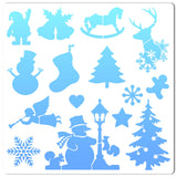 GORGECRAFT 11.8x11.8 Santa Claus Elk Stencil Reusable Hollow Out Christmas Tree Stencils Large Snowman Christmas Bells Hearts Sn