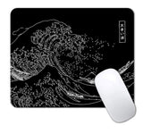 IMAYONDIA Japanese Great Wave Mouse Pad, Black Anime Gaming Mouse Pad, Kanagawa Mousepad, Non-Slip Rubber Base Computer Mice Pad