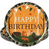 Whaline Hunting Camo Birthday Party Plate Camouflage Camping Disposable Paper Plate Happy Birthday Dinnerware Plate 9 Inch for P