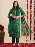 Anni Designer Women'S Rayon Blend Straight Bandhej Printed Kurta With Pant & Dupatta (Turae Green-Vks02_3Xl_Green_Xxx-Large),Green,3XL,,,