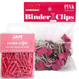 JAM PAPER Office Desk Supplies Bundle - Pink - Paper Clips & Binder Clips - 1 Pack of Each (2 Packs Total)
